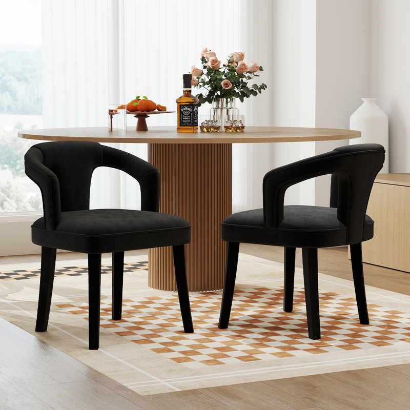 Chaises de salle à manger Modern, Velours noir