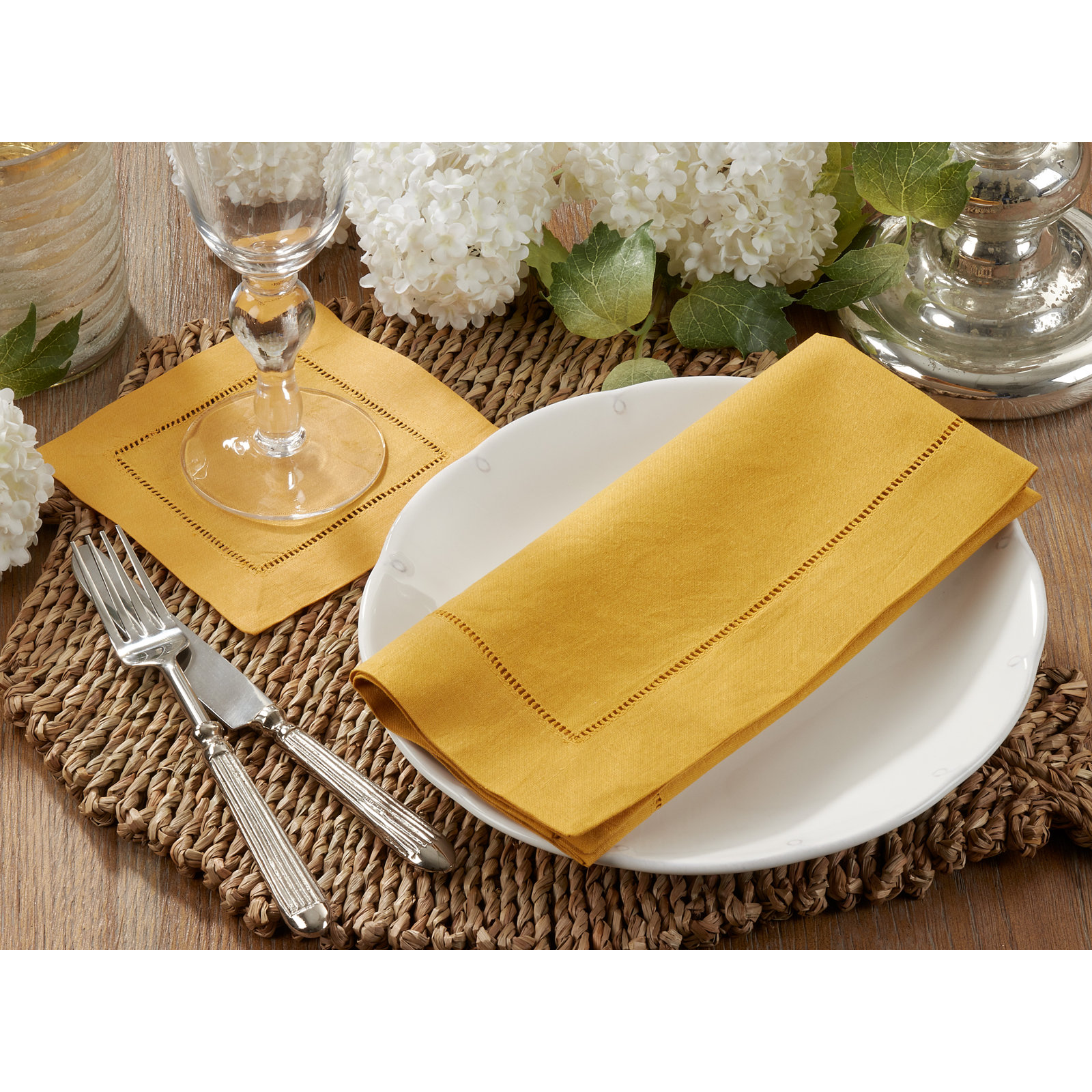 Gelder Reversible Linen Napkin, Mustard