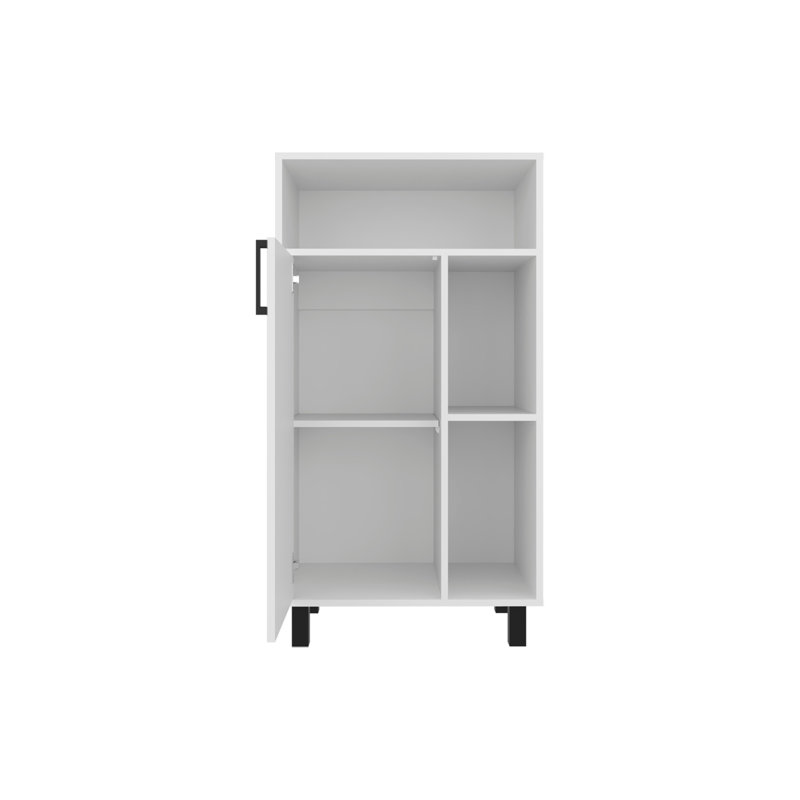 Armoire inférieure, 1 porte, 3 tablettes, 4 pieds, blanc