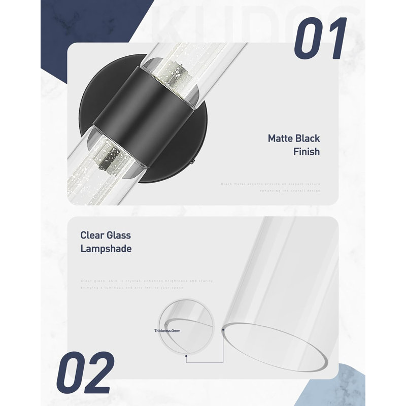 Modern LED Bathroom Sconces Wall Lighting With Adjustable Colour Temperature, Dual Glass Shade Design, Energy-Efficient Vanity Light For Bathroom, Bedroom, And Hallway