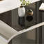 Table basse de 57 po en acier inoxydable argenté avec verre, table basse moderne pour le salon, plateau en verre à 2 niveaux avec design grand espace