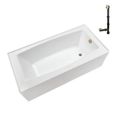 Streamline 66 in. x 32 in. Acrylic Right-Hand Drain Alcove Bathtub in Glossy White With External Drain