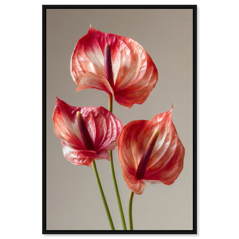 Crimson Silk Veins II Print by Oliver Gal, 31"H x 46"W, Black Floater Frame