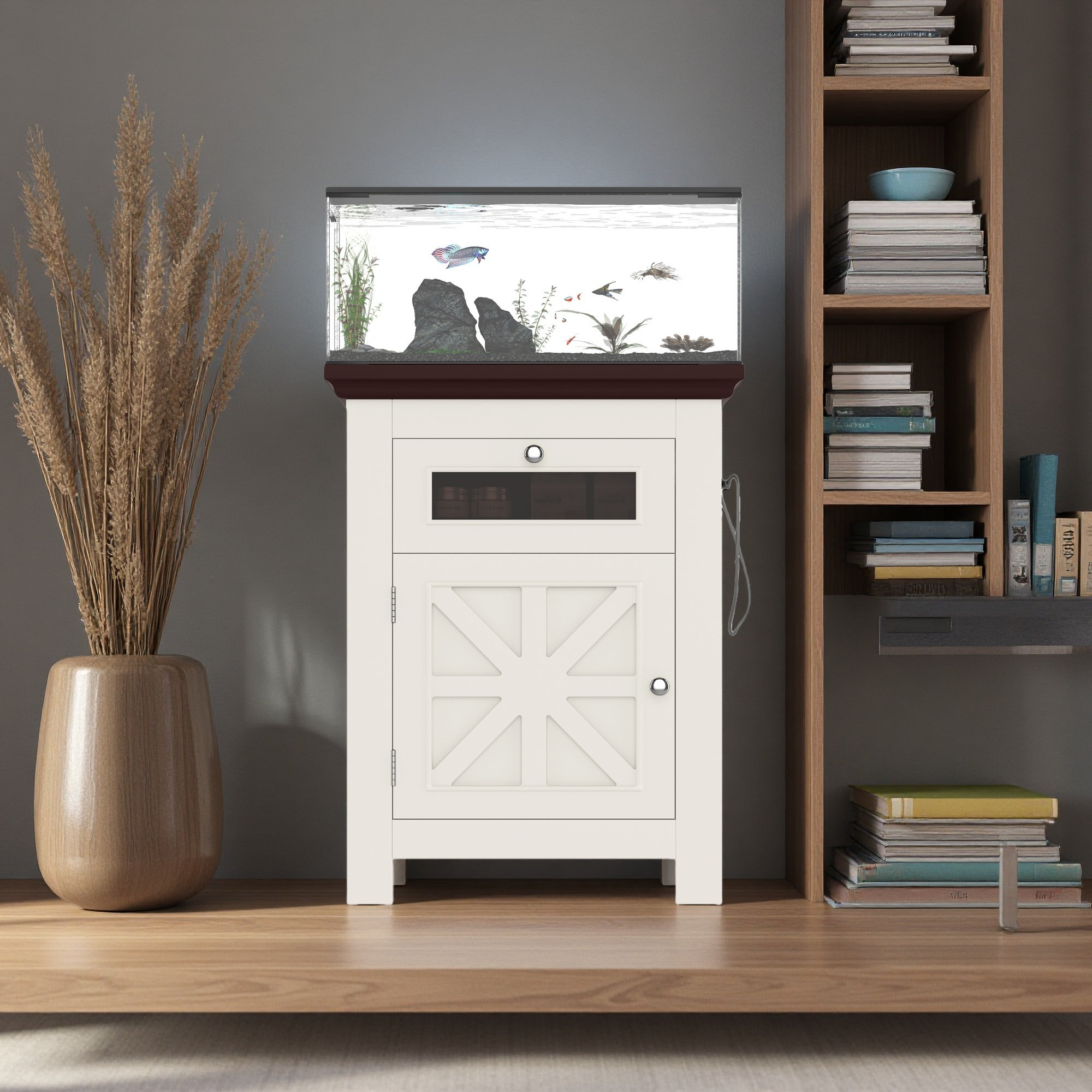 Fish Tank Console Bay Isle Home™ 10-15 Gallon Fish Tank Stand, Aquarium Stand With Power ...