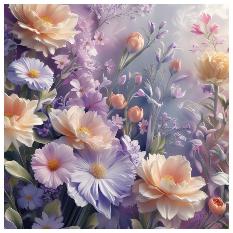 Housses de couette à arrangement floral pastel, Très grand lit