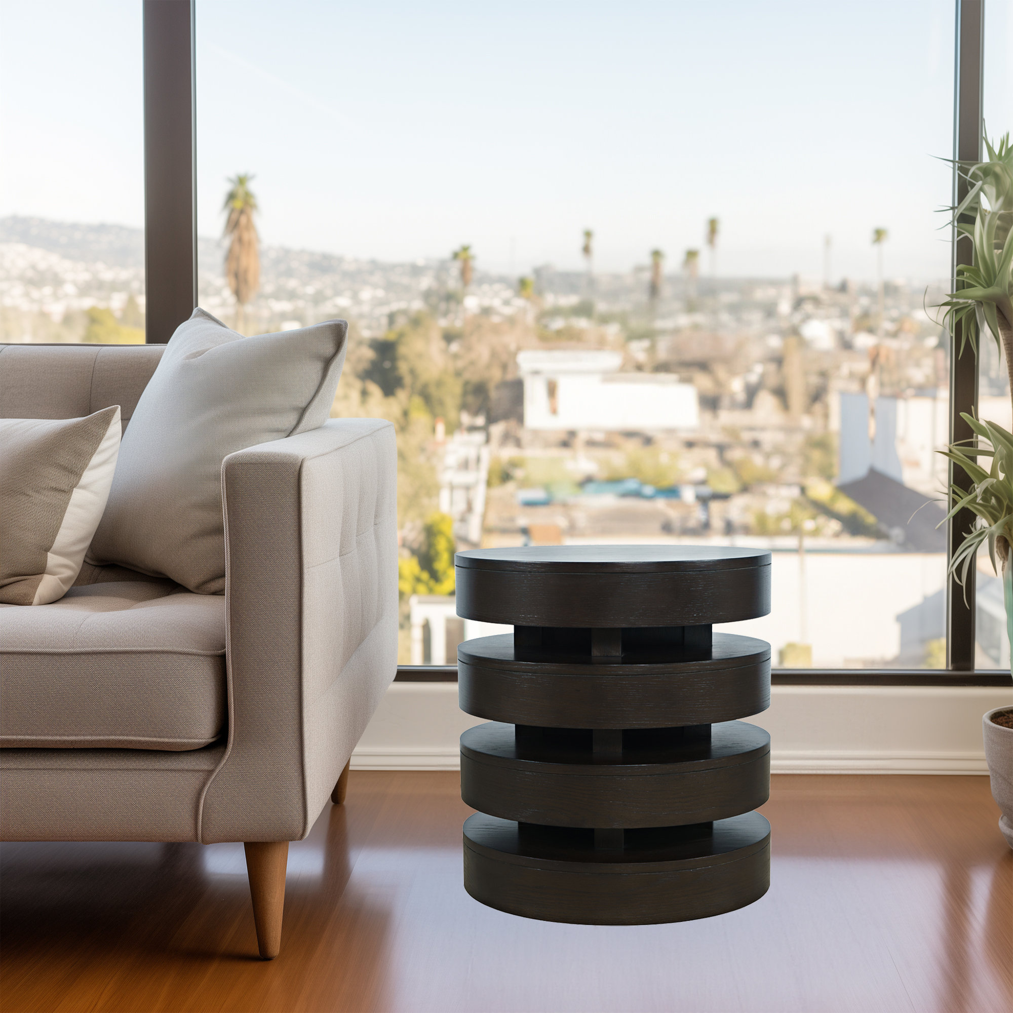 Delwyn End Table, Espresso Wood