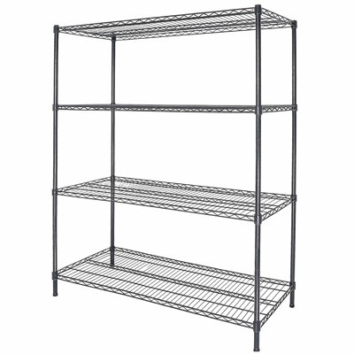 55.5" W x 24" D x 80" H Heavy Duty Wire Storage Shelves with Wheels, 4 Tier Adjustable, 2400 lbs Capacity, Garage Shelving Unit, Rolling Industrial Storage, Black