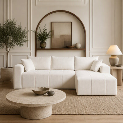 Modular Sectional Sofa, L Shaped Cloud Couch, Boneless Couch with Pillows, Fluffy Memory Foam Corduroy Sleeper Sofa, Deep Seat Left Facing Chaise Couc