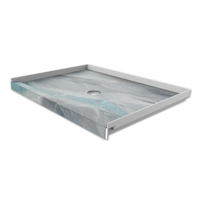 FlexStone® 48"W x 34"D Alcove Shower Base with Centre Drain in Triton