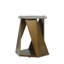 Table de salle à manger de 53 po en pierre frittée ronde avec base en fer et métal bronze pour 6 personnes - Style moderne, noir et 6 rayons-478721326-478721322