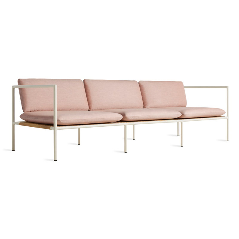 Dog Days 93'' Wide Patio Sofa with Sunbrella® Cushions, White, Sunbrella Blush