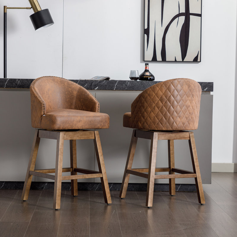Nivelles Swivel Upholstered Counter Stool, Coffee, Brown
