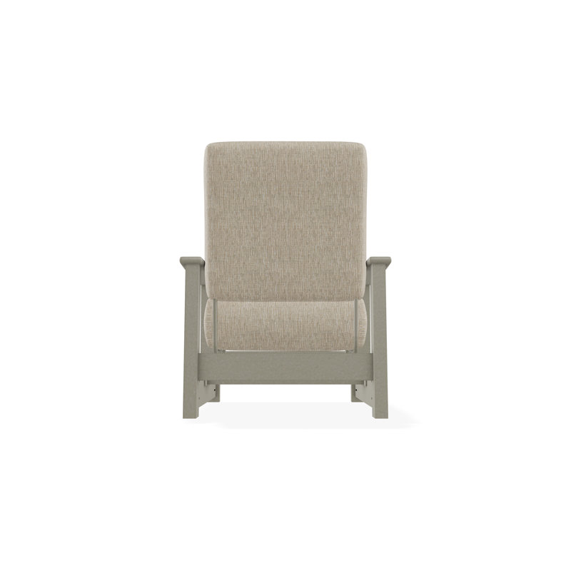 Leeward Marine Grade Polymer Deep Seating Cushion Arm Chair with Hidden Motion, Grasscloth Dune, Storm