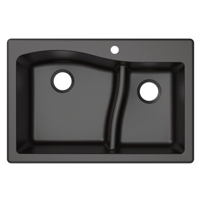 Évier de cuisine à fixation double à cuve double 60/40 en granit de L 33 po Quarza™ de KRAUS