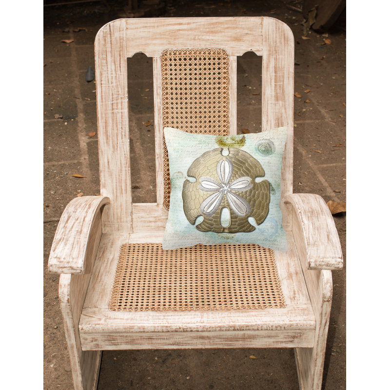 Sand Dollar Beige/Gold Indoor/Outdoor Throw Pillow, 18" H x 18" W x 5.5" D