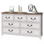 Commode 7 tiroirs à deux tons, commode blanche avec plateau en bois rustique, armoire de rangement anti-basculement pour chambre à coucher-1933242796