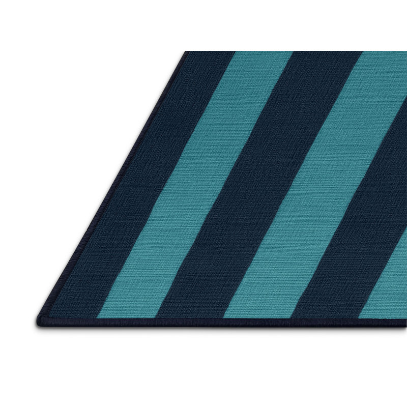 Tapis bleu à carreaux lavable à la machine, Rectangulaire 2 pi x 3 pi