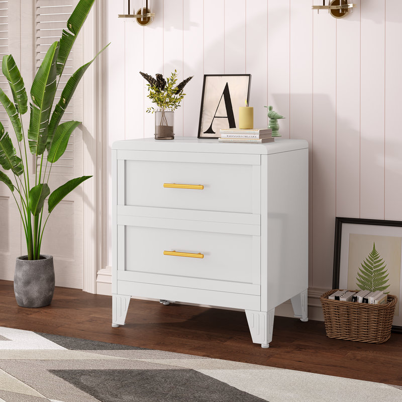 Metal White 5 Drawer Nightstand