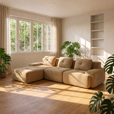Canapé modulaire en L capitonné de style l 115,3 po x P 69,7 po x H 27,1 po Avery