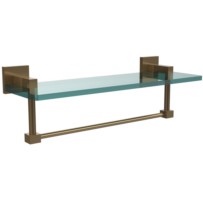 Haranu Bracket Shelf with Towel Bar, 16 Inch, Brushed Bronze