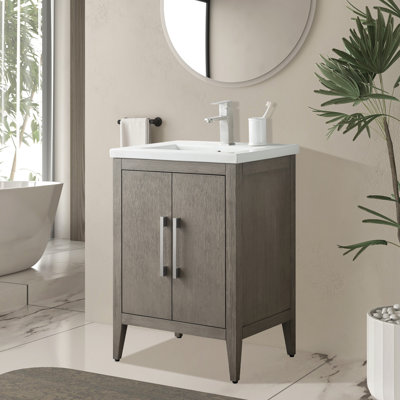 Meuble-lavabo simple 24 po avec plateau en céramique Chambery