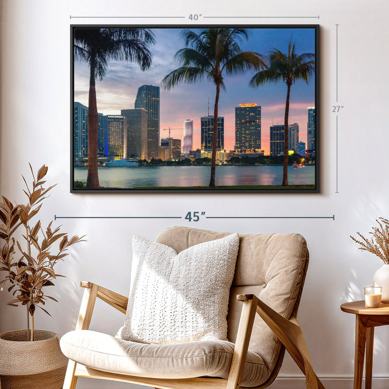 Miami Skyline At Dusk Canvas Print, 27" H x 40" W