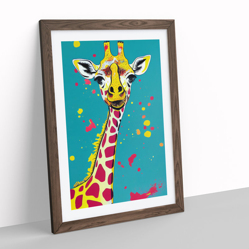 XV1022-1588X Colourful Giraffe No.2 - Single Picture Frame Print, 64cm H x 46cm W, Brown