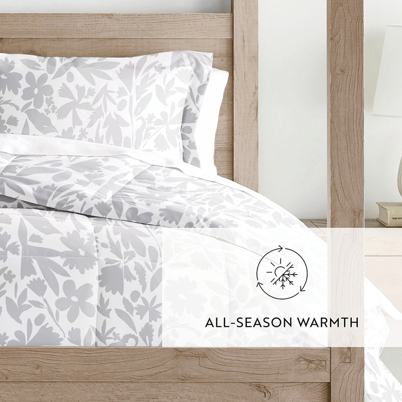 Comforter Set Patterned Microfiber All Season Down-Alternative Ultra Soft Bedding in Abstract Garden