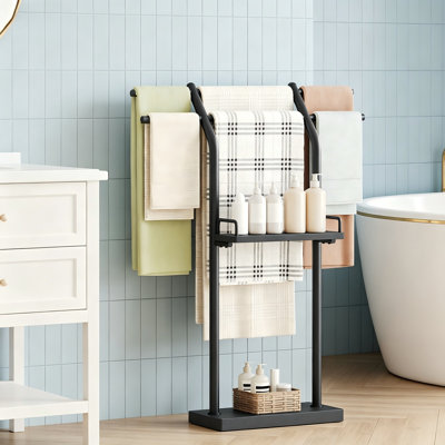 Free Standing Towel Rack, Taller Double-T Shape Bath Sheet Holder For Bathroom