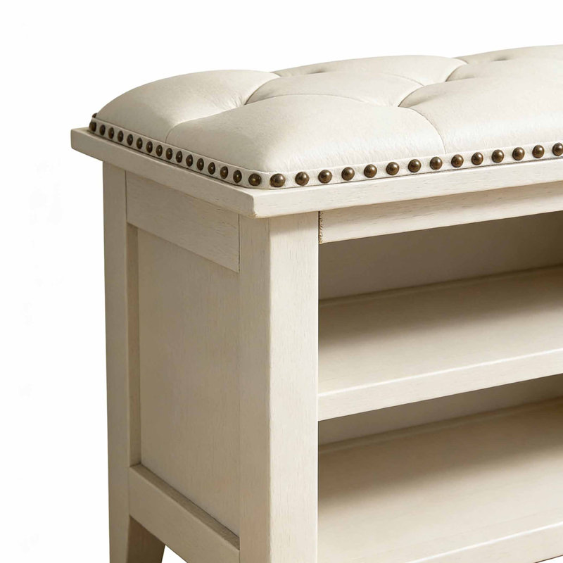 Pine Hall Tree Shoe Storage Cabinet, Cream, 17.72" H x 23.62" W x 13.78" D