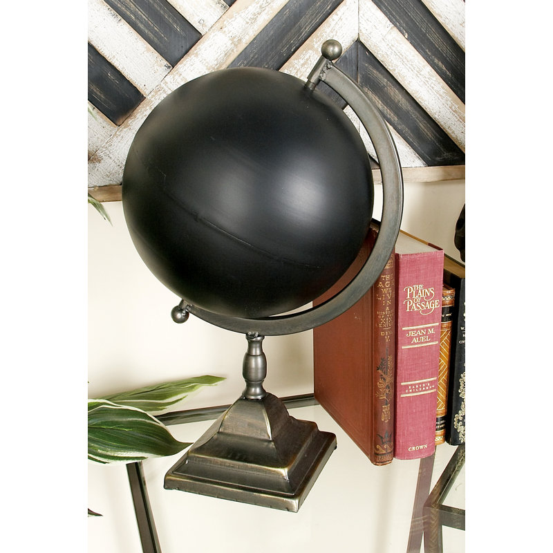 Sleek Industrial Black Iron 20" Decorative Globe
