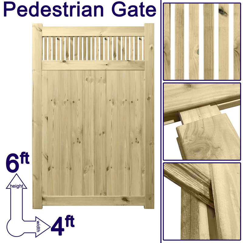 Sacha Pressure Treated (Tanalised) Wood Gate, 180cm H x 120cm W x 4.5cm D