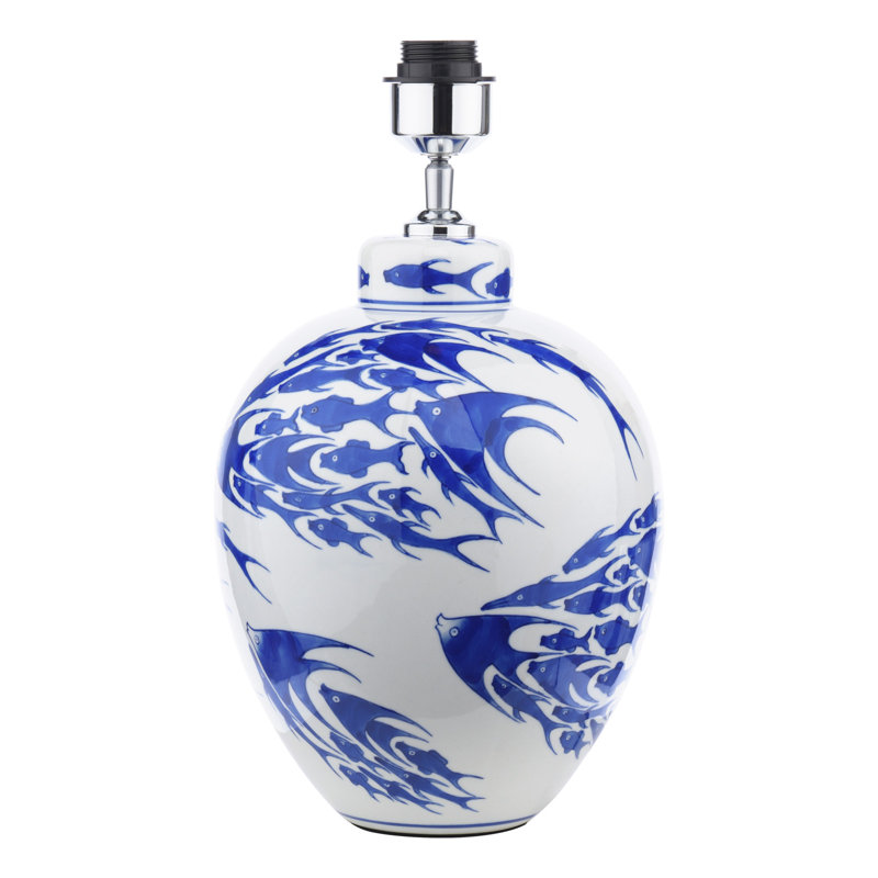 Simone Ceramic Table Lamp Fish Pattern Base Only, Blue