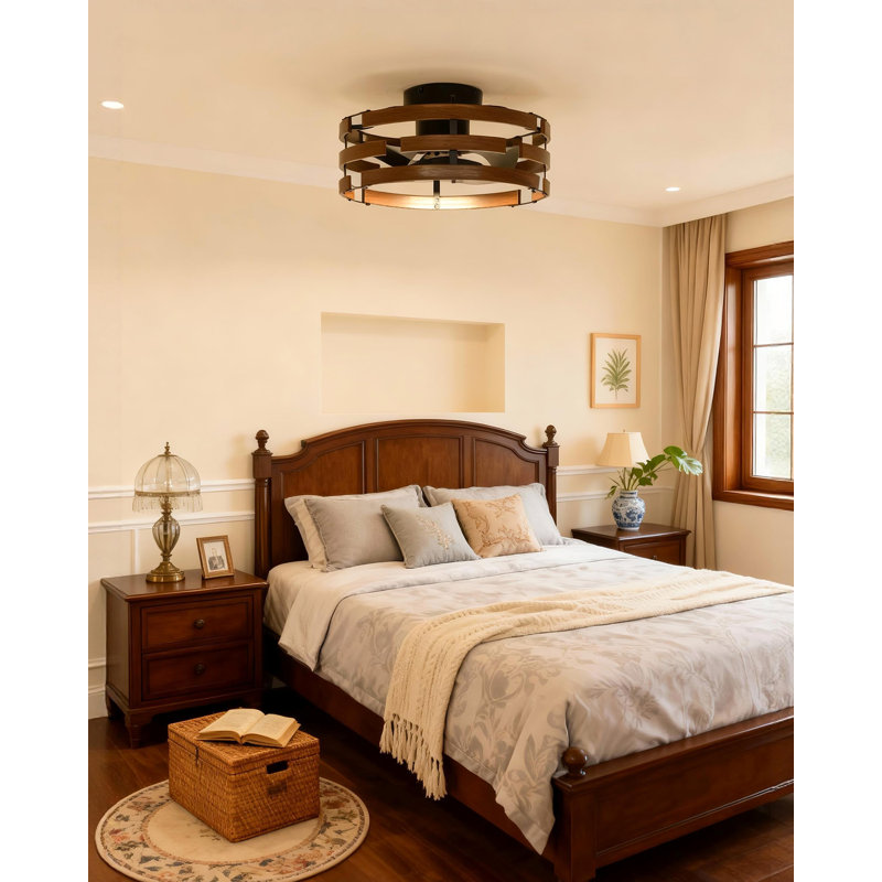 Ventilateur de plafond encastré avec lumières 20 po Alva, Noyer foncé