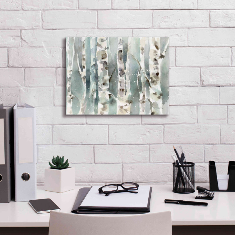 «Winter Birches» par Katrina Pete, estampe numérique sur toile, H 12 po x l 16 po x P 0,75 po