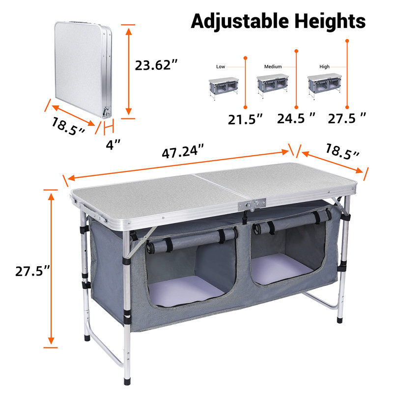 Jihoo Rectangular Aluminum Outdoor Folding Camping Table