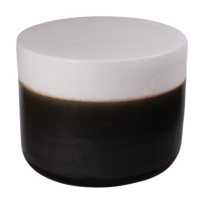 Harmony Outdoor Round Side Table, White/Iron Semi Gloss