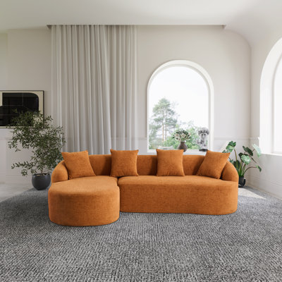 2-piece L-shaped Sectional Sofa With Curved Design And Left-facing Chaise by Wrought Studio