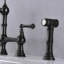 Antique Bridge Faucet in Black Finish with Pull Down Sprayer and Two Handles