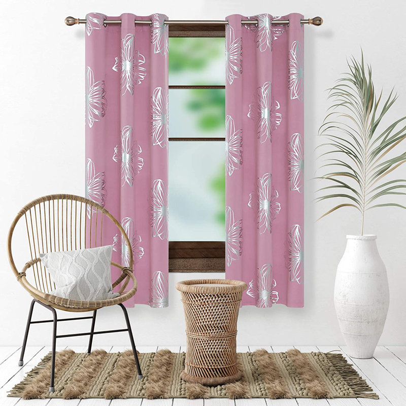 Beker Room Darkening Curtains / Drapes Pair, 42" W x 95" L, Sweet Pink