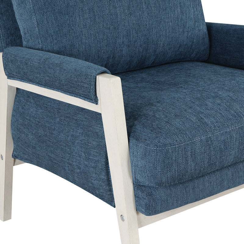 31,5 po de large, Mélange de polyester bleu, Blanc délavé