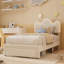 Lit simple tapissier à DEL avec tiroirs de rangement, lit pour filles avec tête de lit à fleurs-1540429662-1540429663
