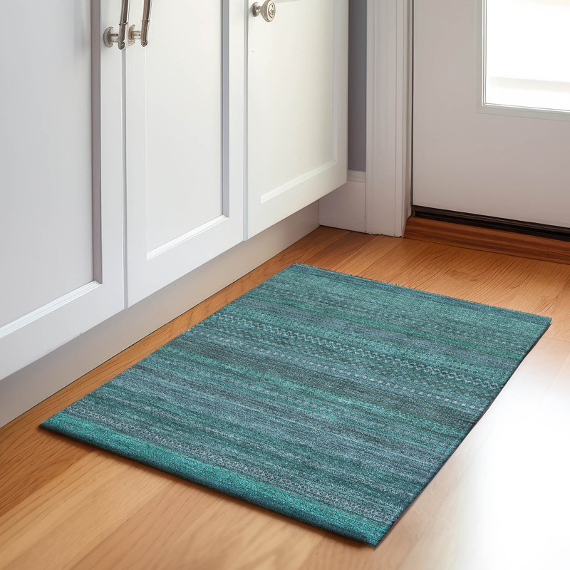 Cerrito Premium Machine Washable Cerrito AMF527 Turquoise, Rectangle 1'8" x 2'6"
