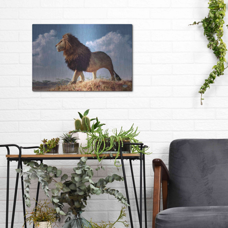«Impressionist Lion» par Daniel Eskridge, art mural en métal, H 24 po x l 36 po