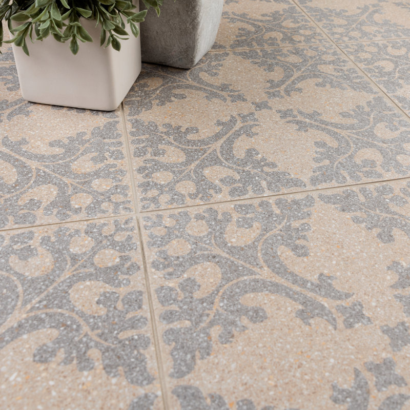 Farnese Molise 11.5" x 11.5" Porcelain Patterned Wall & Floor Tile, Cream