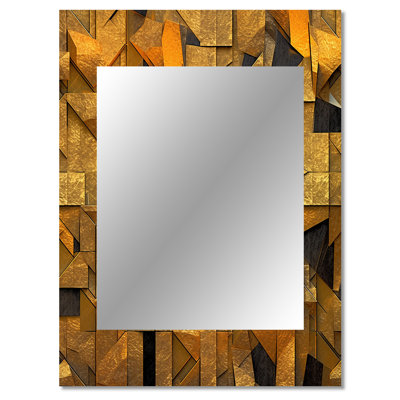 Sharp gold and black geometric wonders - Geometric Unique Wall Mirror, Gold Mirror, Printed Metal Art