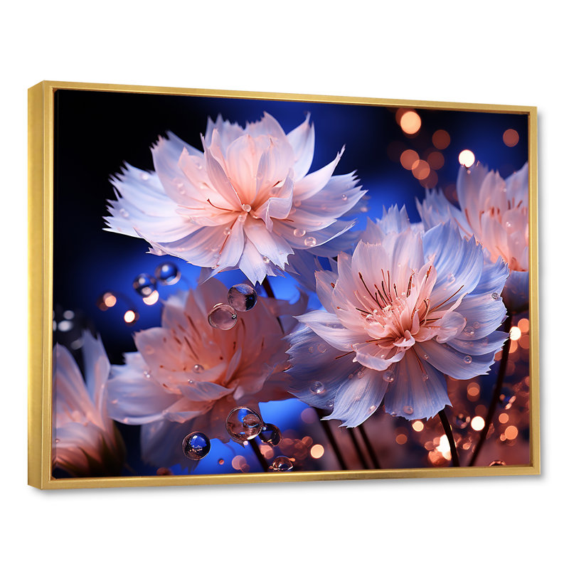 Impression sur toile Dreamy Mauve cornflowers III, Cadre flottant doré, H 30 po x l 40 po