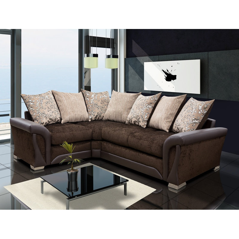 Bracamonte 4 Seater Corner Sofa , Left facing, Brown/Brown
