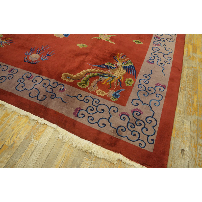 Antique Art Deco Chinese Allover Medallion Knotted Rug