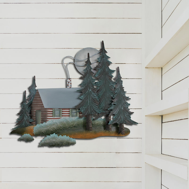 Décoration murale cabine dans le bois en métal